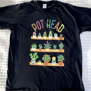 Pot Head Black Graphic Shirt 2XL Gardening Plant Lover